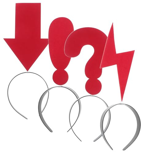 Hoement Lustiges Symbol Haarreif 4 teilig in Roter Kombination aus Kunststoff und Stoff mit Einzigartigem Design für Party und Foto Shootings