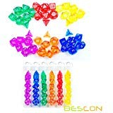 Bescon Mini Durchsichtig 6X7 42pcs Polygonal Würfel Set 10mm- 6 Einzigartige Transparente Farben Mini Spielwürfel D&D Dice Set of 7, 42pcs Kleine RPG - Rollenspiel Polyedrische Dice Set in Tube