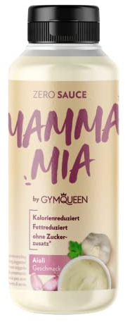 GymQueen Mamma Mia Sauce Zéro, à teneur réduite en calories, sans graisse & sans sucre ajouté, pour affiner les plats ou comme vinaigrette, végétarienne, Aïoli