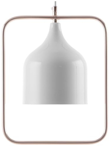 Beliani Trendy Pendelleuchte doppelter Lampenschirm weiß/gold Mavone