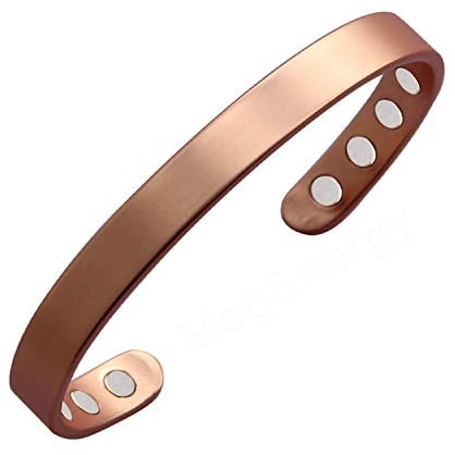 MagEnergy Kupfer-Armband für Männer und Frauen 99,9% reines Kupfer Armreif 6,8 einstellbar mit 8 Magneten
