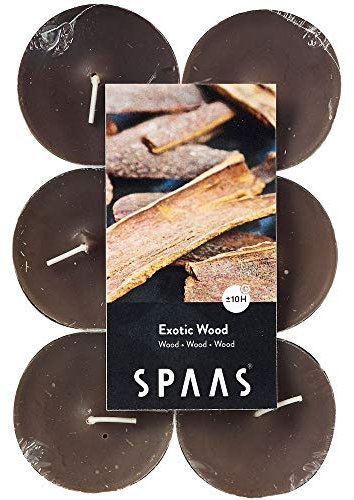 Spaas 12 Maxi Teelichter, ± 10 Stunden - Exotic Wood, 0392103.479, Taupe, D 58 mm x H 24 mm