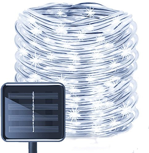 SUAVER Solar Lichterkette Außen, Wasserdicht 72FT 200LED Lichtschlauch Lichterkette,LED Schlauch 8 Modi Röhrenlicht Seil Kupferdraht Lichter für Garten,Pavillon,Hochzeit,Party,Fest Deko (Weiß)