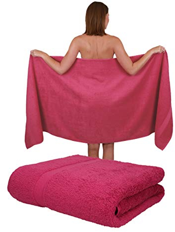 Betz 2 Stück Saunatücher Saunatuch Saunahandtuch Set Palermo 100% Baumwolle Frottier XXL Badetuch Strandtuch Größe 80 x 200 cm Farbe Cranberry