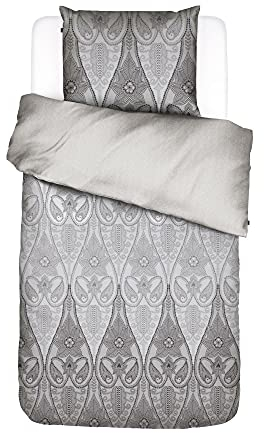 ESSENZA Bettwäsche Dolley Paisley Blume Herz Orientalisch Ornamente Perkal, Größe:200 cm x 200 cm, Farbe:Grau