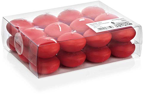 INNA-Glas 24er Set Schwimmende Kerzen Ornella, rot, Ø 4,5cm, 4h - Teelichter