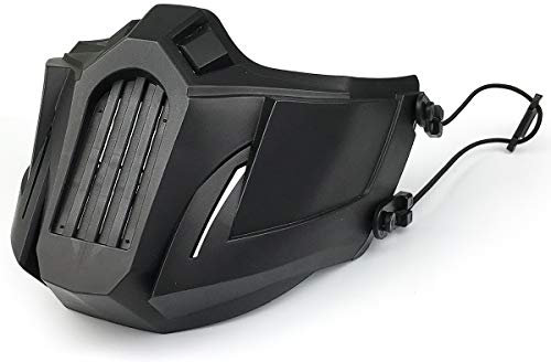 WLXW Masque De Crâne De Protection Demi-Visage Tactique Militaire Masque De Maille Respirant, Adapté À La Protection De Paintball Airsoft CS Cosplay Halloween,Noir