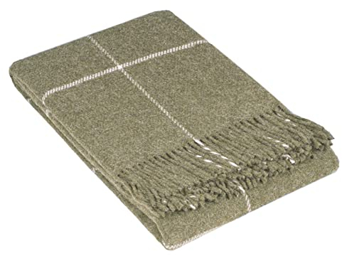 Couverture en Laine 140x200 cm, 100% Pur Produit de Moutons Néo-Zélandais, en Laine Doux pour Lit et Canapé, Jeté de Lit Élégant avec Franges – Nostra ZELANDIA Couverture Grande Taille