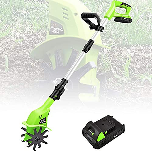 Motobineuse sans fil,Rotavateur de jardin avec batterie rechargeable et chargeur 4000mAh,Motoculteur électrique à main Hoe Sol Miller Tools Cultivateur portable pour le jardin,parcelles de légumes