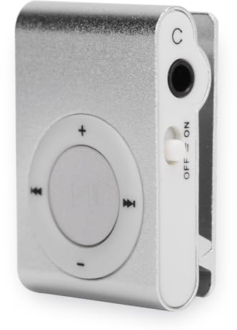 Portable Digital Music Media Player, Mini MP3 BackClip Player with Earphone and USB Cable, MP3 Music Player Set for Outside Sports, 250mAh, 5 Hours Play Time(Silver)