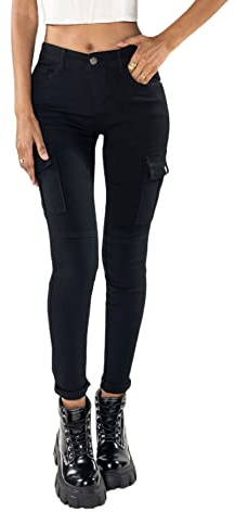 Nina Carter S353 Damen Cargohosen Skinny Fit Jeanshosen Cargo Jeans Stretchjeans Cargojeans Used Look
