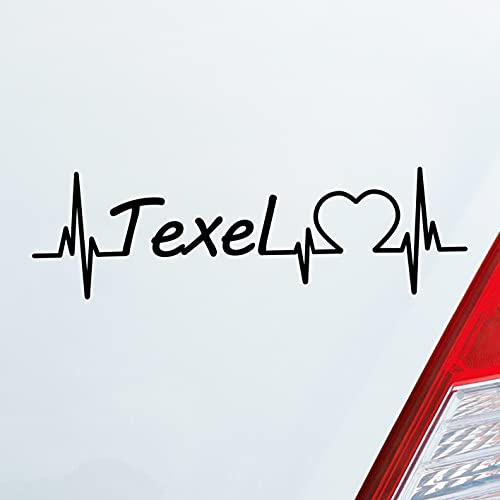 Hellweg Druckerei Auto Aufkleber Texel Puls Herzschlag Fun Sticker Heckscheibenaufkleber Autoaufkleber mit Insel Motiv