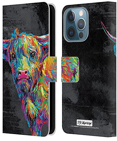 Head Case Designs Officially Licensed P.D. Moreno Reuben The Highland Cow Animals II Leather Wallet Case Compatible With Apple iPhone 13 Pro