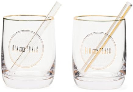 Riviera Maison Gin Tonic Glas, Gin gläser, cocktailgläser, getränke - Le Club Gin & Tonic Set - 2 Stück - Glas, Transparent - (ØxH) 9x13-353ML