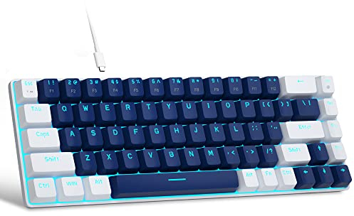 MageGee Portable 60% Mechanical Gaming Keyboard, MK-Box LED Backlit Compact 68 Keys Mini Wired Office Keyboard with Blue Switch for Windows Laptop PC Mac - Blue/White