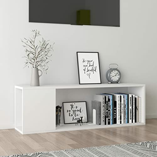 Tidyard TV-Schrank Lowboard Couchtisch Fernsehschrank Fernsehtisch Sofatisch TV Tisch Möbel Board Sideboard Weiß 100x24x32 cm Spanplatte
