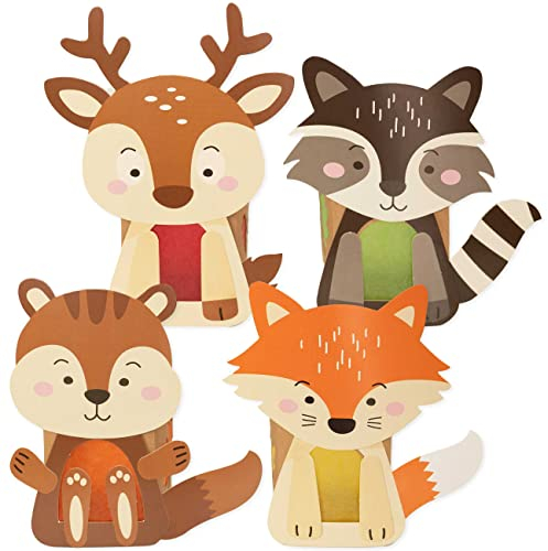 Papierdrachen 8 Windlichter zum Basteln für Kinder - Rentier, Waschbär, Fuchs, Eichhörnchen - Teelichthalter - Bastelset Herbst Set 1
