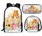 Howilath T-rex Rucksack für Schule Kinder，Wolf Rucksack-Set, Batik-Büchertasche, Schultasche mit Lunchtasche, Federmäppchen, 3D-Meerschweinchen-Blume Bedruckt, 17 inch (3PCS Set), Schulranzen-Set