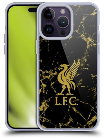 Head Case Designs Officially Licensed Liverpool Football Club Black & Gold Marble Crest & Liverbird Patterns 1 Soft Gel Case Compatible With Apple iPhone 14 Pro Max