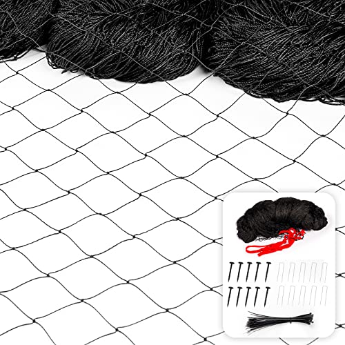 Hühnernetz - 15,2 x 30,5 m Gartennetz mit 2,5 cm quadratischem Netz als Geflügelnetz für Hühnerstalldach, Anti-Falken und Vögel weg und schützt Küken vor Waschbären, Fuchsen und mehr Wildtieren