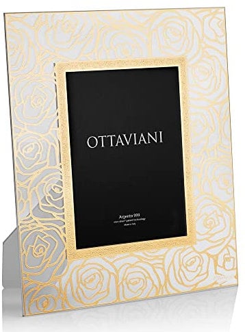 Ottaviani Portafoto della Collezione Rose in Cristallo e foglia oro Tecnologia Gold Foil cm 13x18
