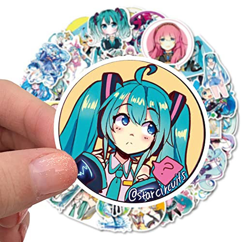FISAPBXC Hatsune Miku Aufkleber, 50 Stück Graffiti Sticker, Anime Aufkleber, Aufkleber wasserdichte, Süße Aufkleber für DIY Dekoration Scrapbooking Tagebuch Fotoalbum Hand Konto Kalender Notizbuch