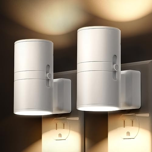 L LOHAS LED Night Light Plug in, Night Lights Plug into Wall, Light Sensor, 0-100LM Soft White 3000K, Dimmable Night Light, Modern Nightlight for Kids Bathroom Hallway Bedroom Kitchen Stairway, 2 Pack