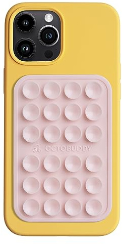 OCTOBUDDY Classic MAX - Silicone Suction Phone Case Adhesive Mount | Hands-Free, Strong Grip Holder for Selfies and Videos - iPhone and Android Compatible - 2.6″ x 3.9″, Chalk Pink