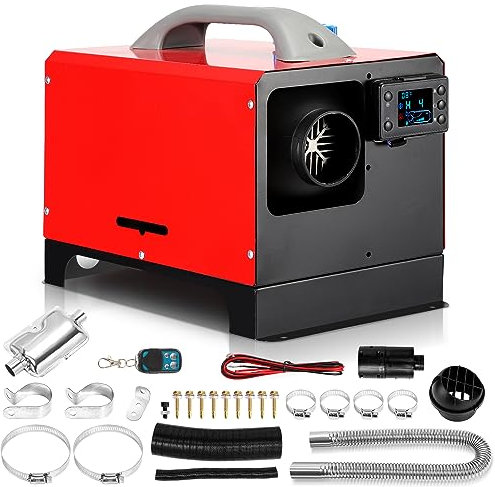 Tubiaz 12V 8 KW Diesel Lufterhitzer, Luft Dieselheizung,Standheizung Diesel,Diesel Luftheizung, Air Diesel Heizung mit Fernbedienung LCD Schalter für Auto, LKW, Wohnmobil, Bus (8kw horizontal)