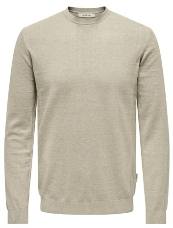 Only & Sons Herren Onsloui Reg 12 Mel Crew Knit Strickpullover, Oatmeal, M EU