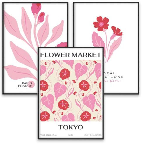 WBdesignz Flower Market Tokyo Paris 3er Poster Set Wohnzimmer Wandbild Blume Bild (DIN A6 ohne Rahmen)