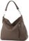 modamoda de T183 Damen Schultertasche Handtasche Tragetasche Echtleder Groß handmade in Italy, Farbe:Dunkeltaupe