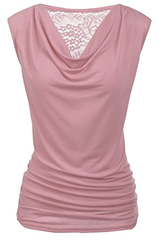 Pinspark Elegante top da donna, con scollo a V, a maniche corte, estivo, tunica