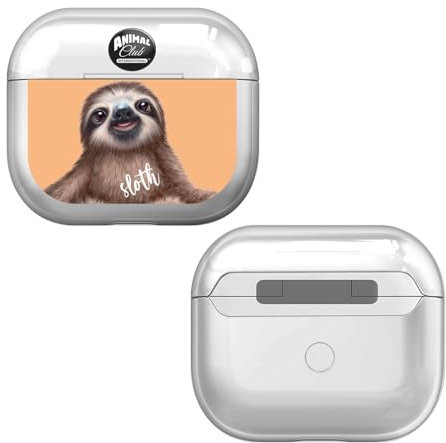 Head Case Designs Offizielle Animal Club International Faultier Gesichter Durchsichtig Harte Kristall Handyhülle Hülle Huelle kompatibel mit Apple AirPods 3 3rd Gen Charging Case