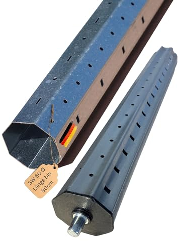 Rollwin Rolladenwelle SW60 LÄNGE 50cm mit Teleskoprohr 50cm für Rolladen Verlängerung für Rollladen bis 80cm Breite Stahlwelle Rolladenhalterung Rolladen Stange Achtkantstahlwelle Rollladen Welle