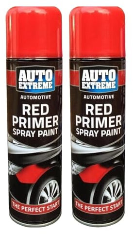PEBBLE HUG All Purpose Spray Paint, Red Primer Aerosol Paint, Ideal and Perfect Finish for Cars, Bikes, Vans, Metal and Wood, Quick Drying, Safe and Durable, 250ml (2 Pcs)