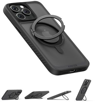Anker FlexStand Magnetic Phone Case, Anti-Slip and Drop-Proof Protective Cover with Ring Stand, iPhone Mobile Case Compatible with MagSafe, Exclusively Designed for iPhone 13 Pro Max 6.7-Inch Black