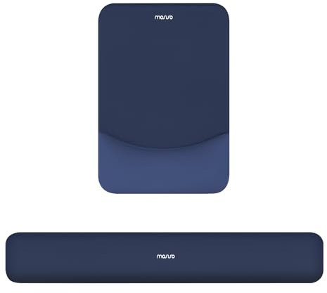 MOSISO Handgelenkstütze für Mauspad&Tastatur Set, Rechteckig Ergonomisch Mauspad Rutschfest Basis Home/Büro Schmerzlinderung&Typing Kissen mit Neopren Cloth&Erhöht Gebogen Memory Schaum,Marineblau