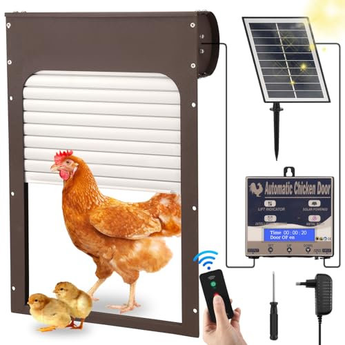 Clapet automatique en aluminium pour poulailler électrique avec minuterie, volet solaire avec écran LCD, télécommande, porte de poulailler manuelle, porte automatique pour poulailler, protection