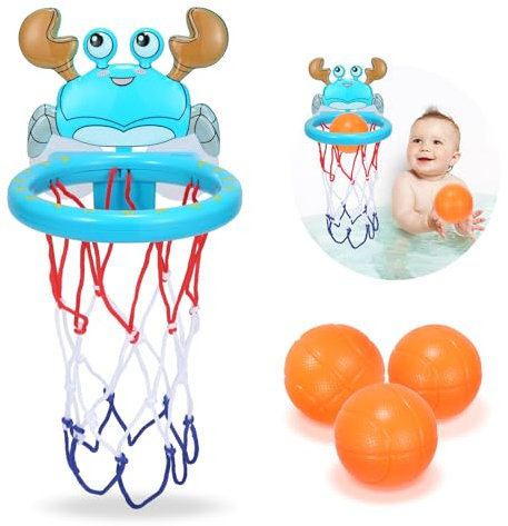 Badespielzeug-Geschenke für Kinder von 1-8 Jahren, Schießspiel in der Badewanne & lustiger Basketballkorb für Jungen, Mädchen, Babys und Kleinkinder - Saugnapf-Basketballkorb mit 3-Ball-Set