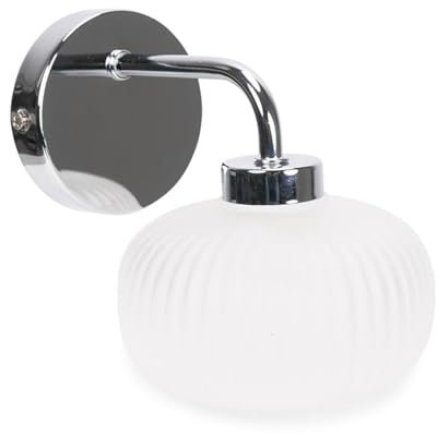 ValueLights | Chrome Wall Light Fitting with Frosted Ribbed Lampshades | Bath Wall Lights, Home Décor & Improvement Essential | IP44 Bathroom