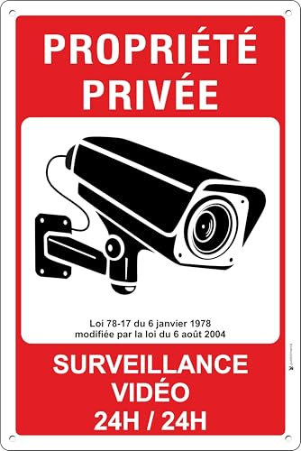 Pubblimania Propriété privée surveillance vidéo 24h/24h. Panneau en aluminium d'épaisseur 3mm (Cm 20x30)
