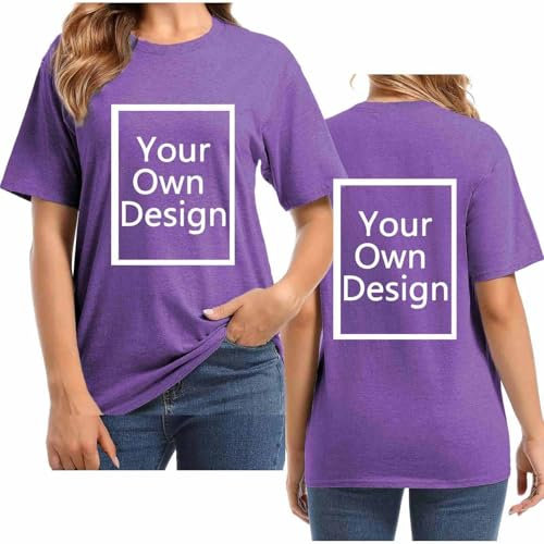 Personalised T-Shirts for Women & Men - Summer Tops with Custom Front & Back Print - Create Your Own Text & Image T-Shirt - Unisex Plus Size Gift UK