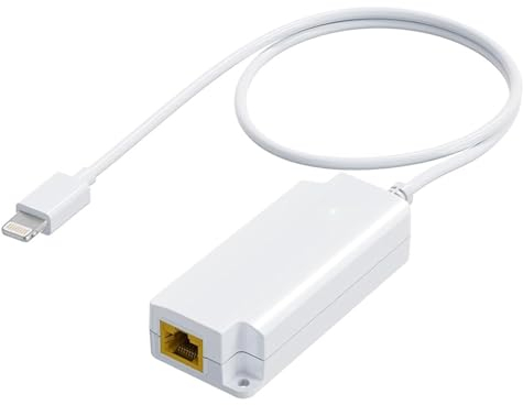 PROCET PoE to Lightning Konverter Adapter RJ45 zu Lightning 5V 10W Netzteilausgang, 100Mbps Netzwerkgeschwindigkeit für iPad, iPhone
