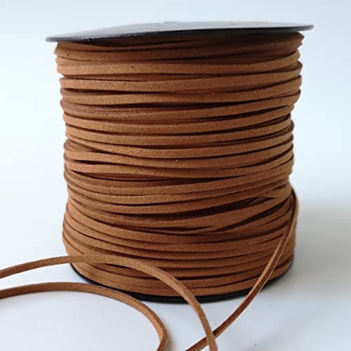 Suede Cord Flat Faux Leather String for Jewelry Bracelet Necklace Making Beading Thread DIY Crafts 10m (Light brown)