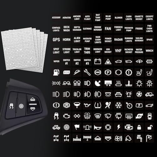 GOMAKERER 600 Stück Auto Schalttafel Aufkleber, Auto Switch ID Label Aufkleber Weiß Armaturenbrett Schalter Label Aufkleber Für Auto Boot Lkw 15 x 15 mm