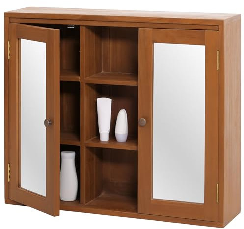 Mendler Armoire de Toilette en Teck HWC-M85, Armoire de Toilette, Teck de qualité B-Grade (Bois de cœur, 20-30 Ans), 70x80x20cm