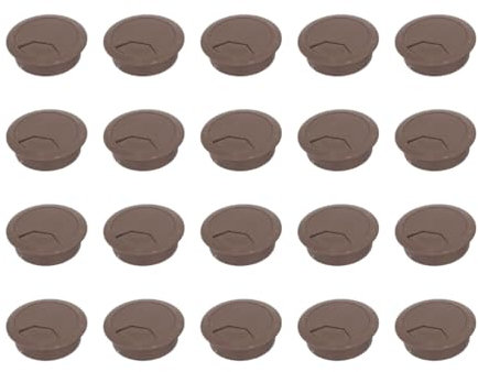 20 Passacavi per Scrivania - Organizza e Gestisci i Cavi con Facilità - Diametro 60 mm - Passacavi Rotondo da Incastro per Scrivania per Ufficio e Casa - Marrone, 20 Pezzi