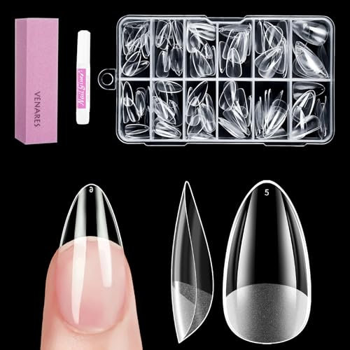 Venares Soft Gel Press on Nails Short Almond Full Cover Nail Tips für Gelnägel, 120 Stück Mandel Nageltips Kurz Künstliche Nägel Nagelspitzen Nageltips für Gelnägel