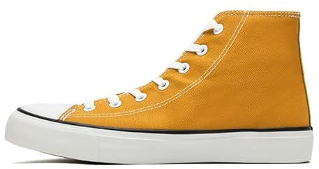 Ladies Fashion Trainers High Top Canvas Shoes for Women Men Classic Lace Up Plimsolls Pumps Sneakers Casual Tennis Walking Shoes Yellow